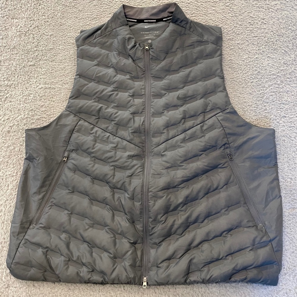Nike Therma-FIT ADV Repel Aeroloft Down Running Vest Mens XL Grey Quilted FB7542